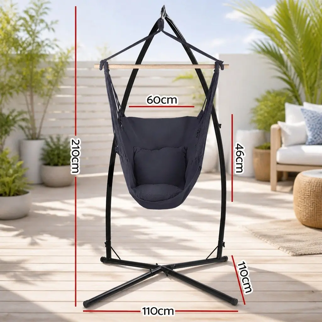 Hammock Chair Steel Stand Frame 100cm x 45cm x 145cm Grey