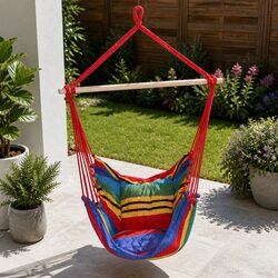 Hammock Chair Outdoor Camping Hanging Rainbow Cushion Pillow Relaxation Backyard