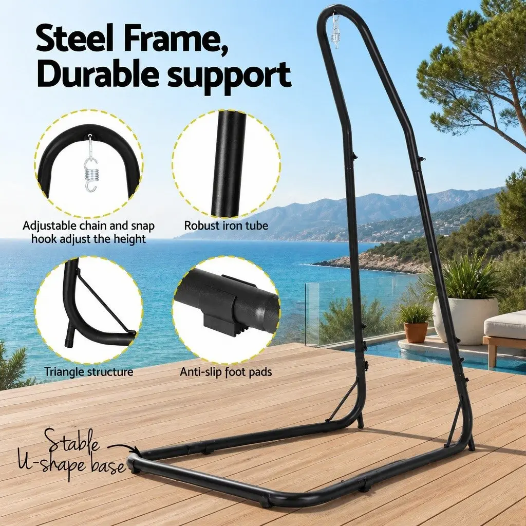 Hammock Chair Stand Heavy Duty Adjustable A-Frame Steel Black for Indoor Outdoor Use