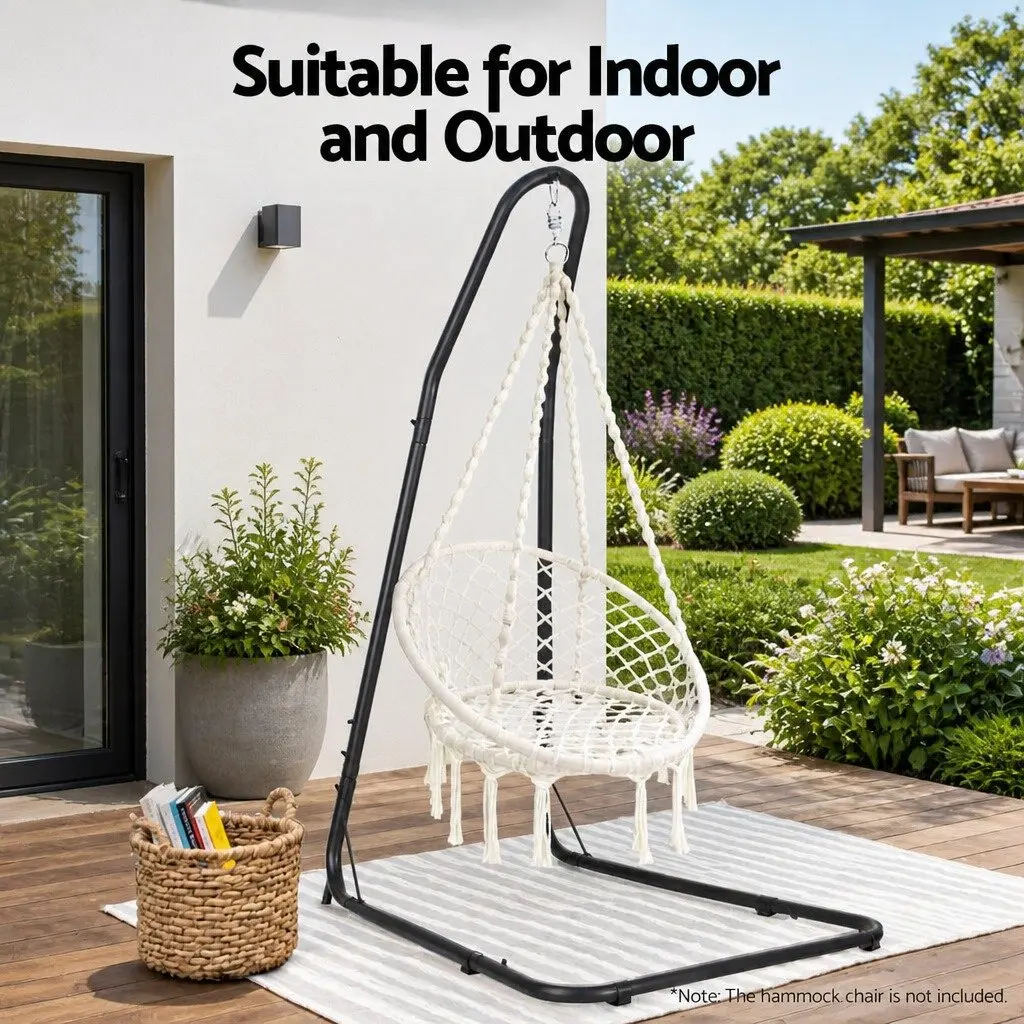 Hammock Chair Stand Heavy Duty Adjustable A-Frame Steel Black for Indoor Outdoor Use