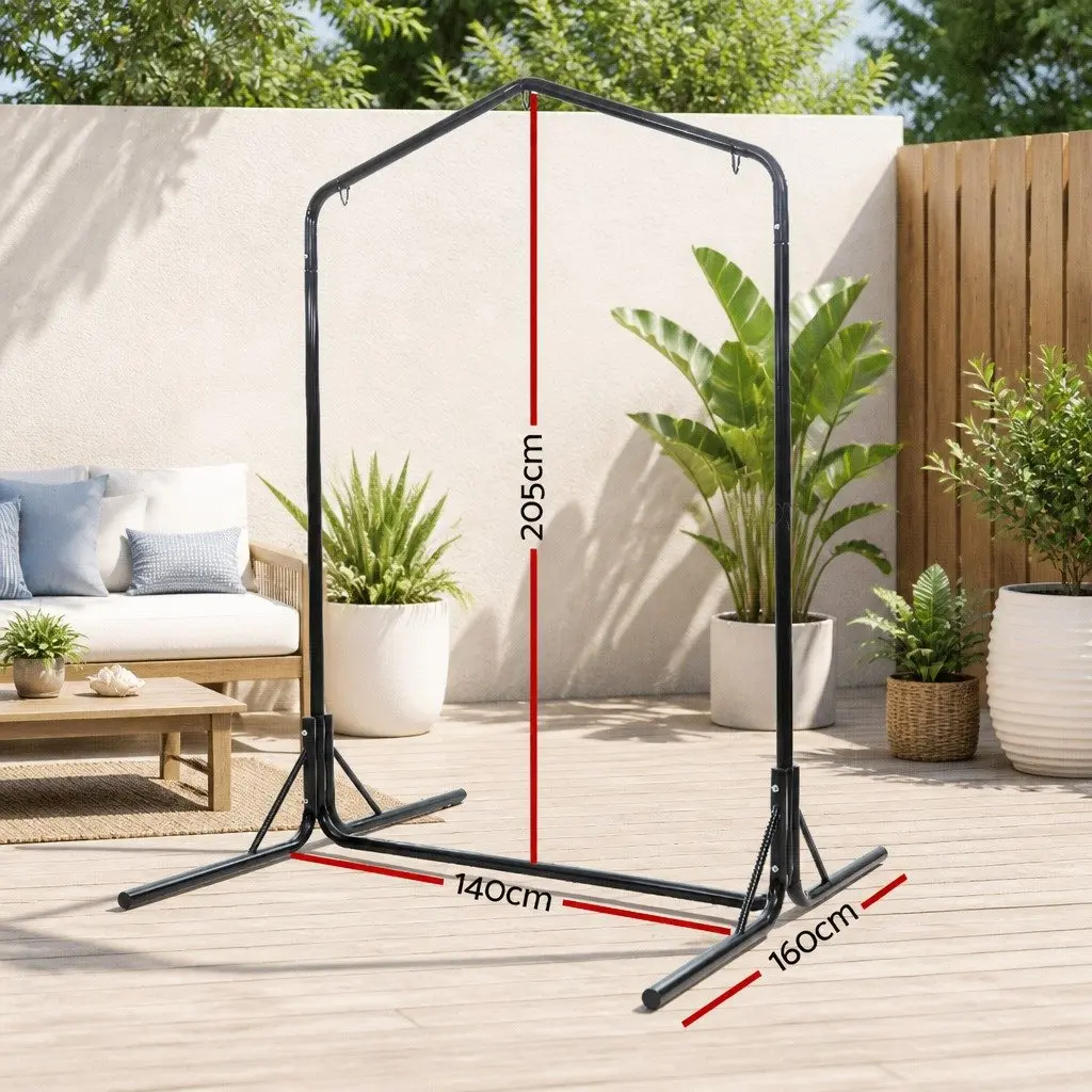 Hammock Chair Stand Heavy Duty Steel Frame 200kg Adjustable Height Black