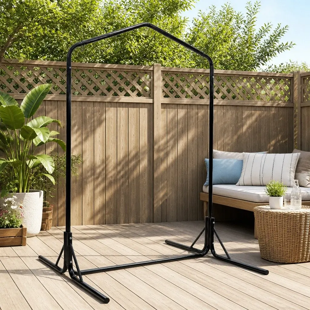 Hammock Chair Stand Heavy Duty Steel Frame 200kg Adjustable Height Black