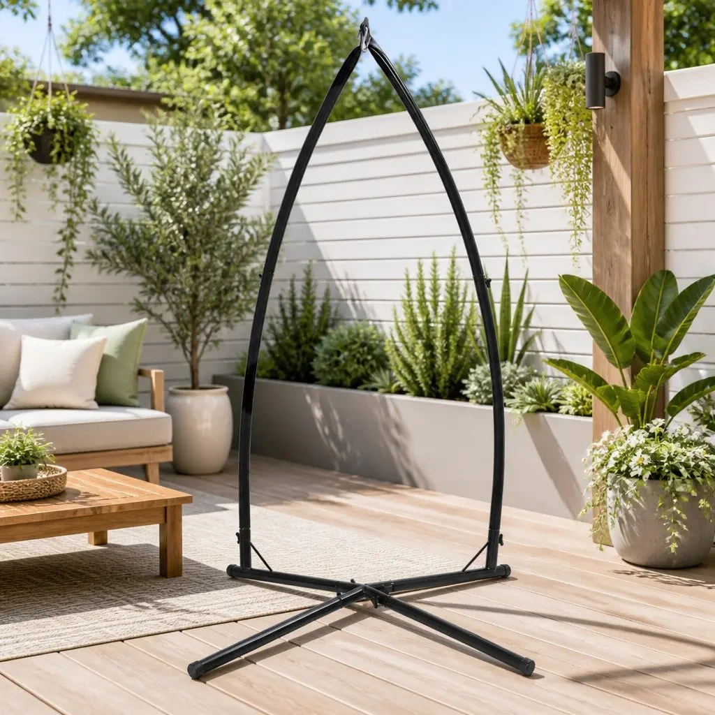 Hammock Chair Stand A-Frame Steel Outdoor Indoor Furniture Heavy Duty Black