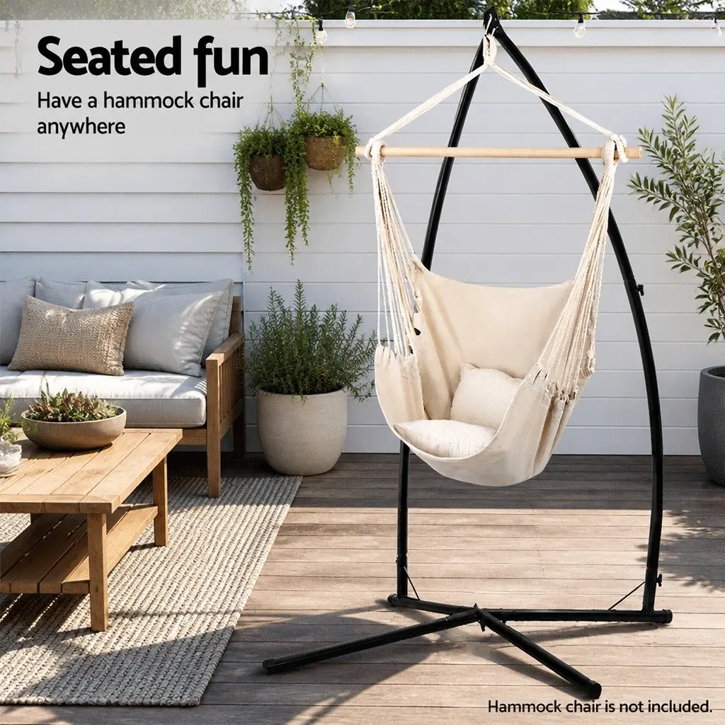 Hammock Chair Stand A-Frame Steel Outdoor Indoor Furniture Heavy Duty Black