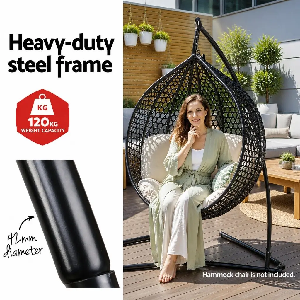 Hammock Chair Stand A-Frame Steel Outdoor Indoor Furniture Heavy Duty Black