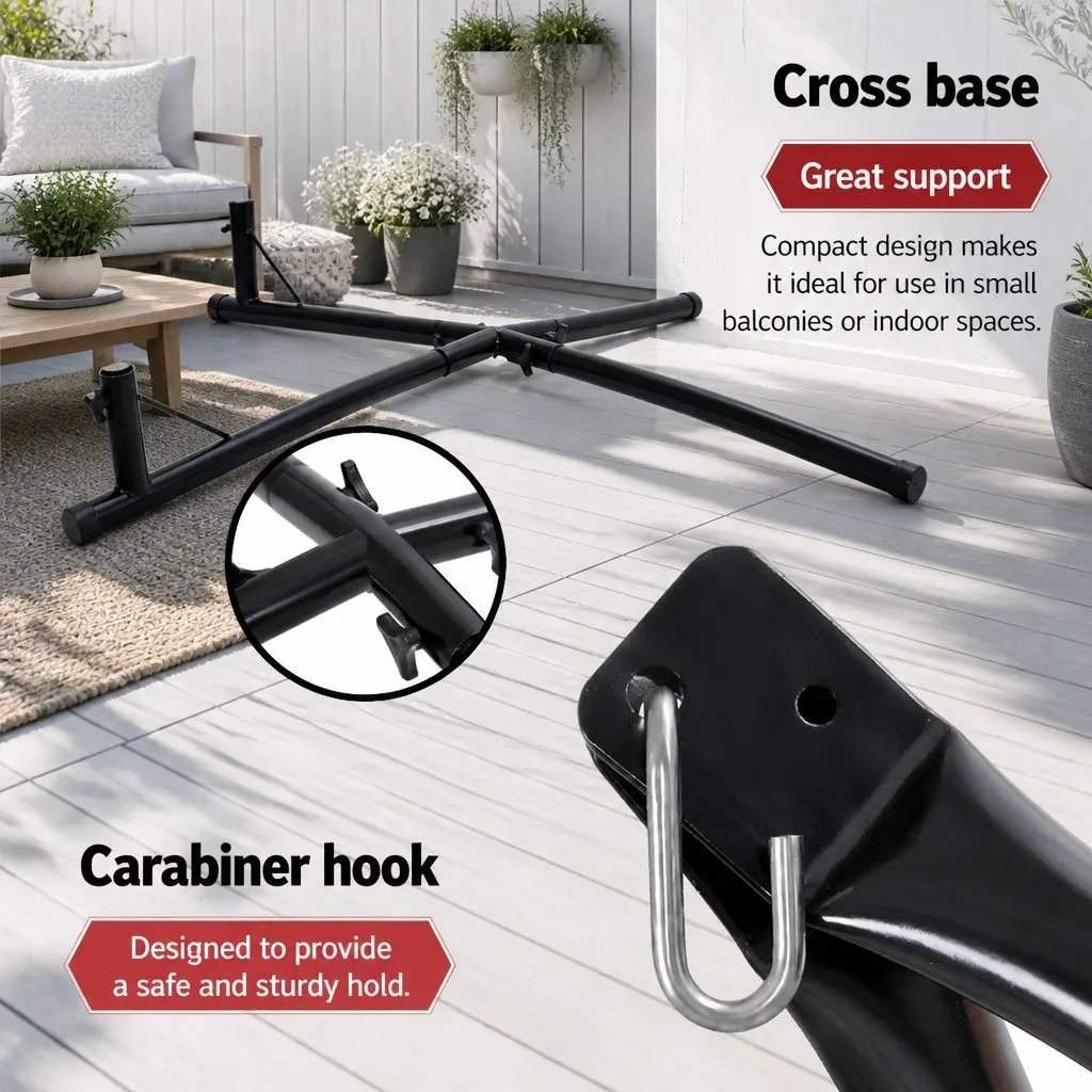 Hammock Chair Stand A-Frame Steel Outdoor Indoor Furniture Heavy Duty Black
