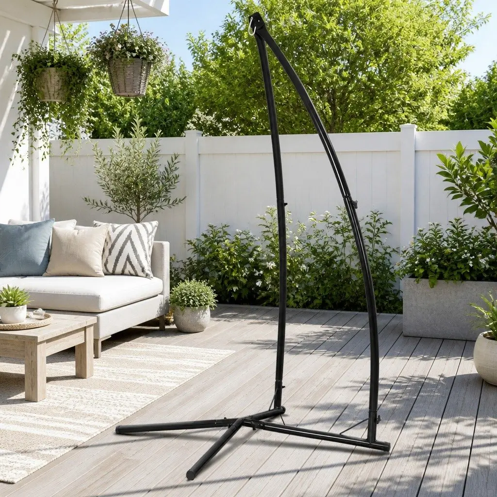 Hammock Chair Stand A-Frame Steel Outdoor Indoor Furniture Heavy Duty Black