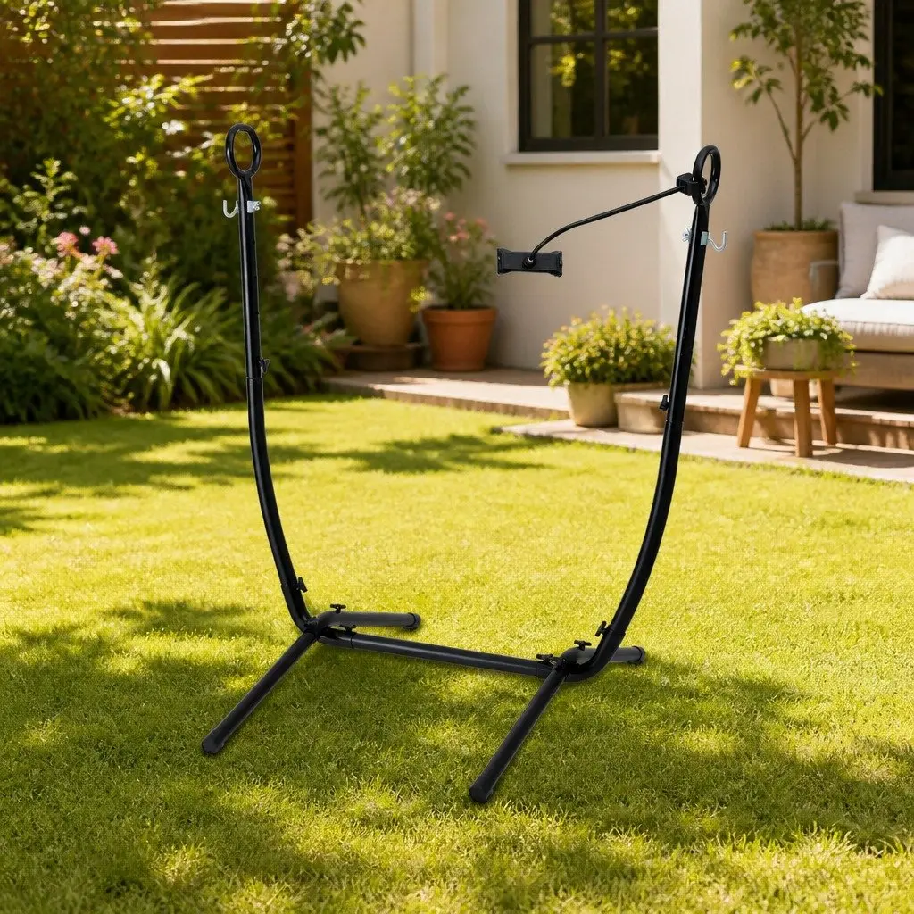 Hammock Chair Stand Iron Frame Black Outdoor Indoor