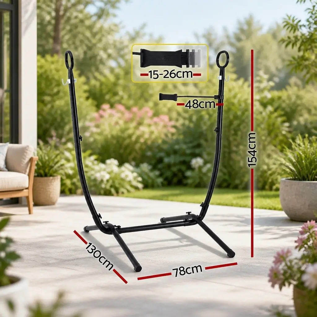 Hammock Chair Stand Iron Frame Black Outdoor Indoor