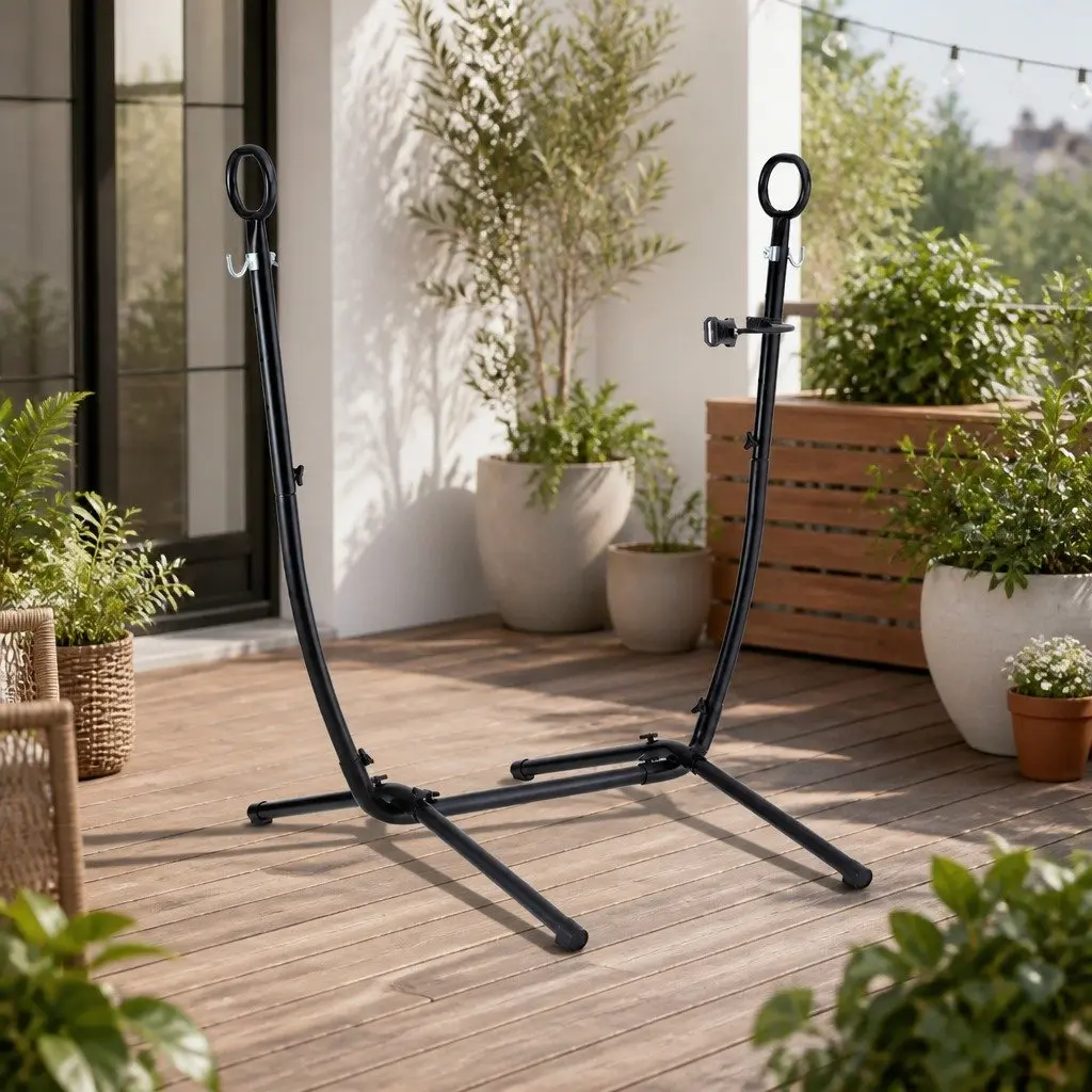 Hammock Chair Stand Iron Frame Black Outdoor Indoor