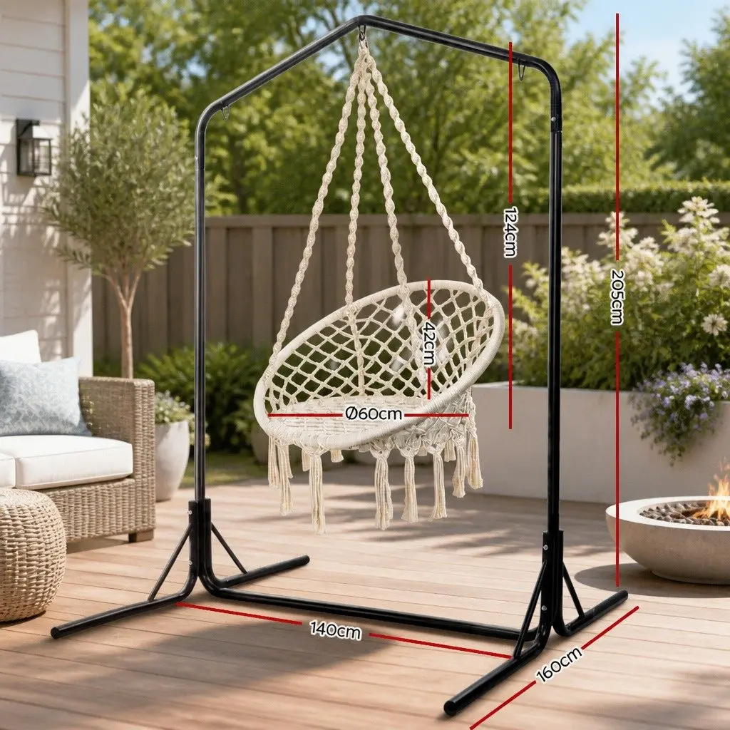 Hammock Chair with Stand Cotton 124CM Cream