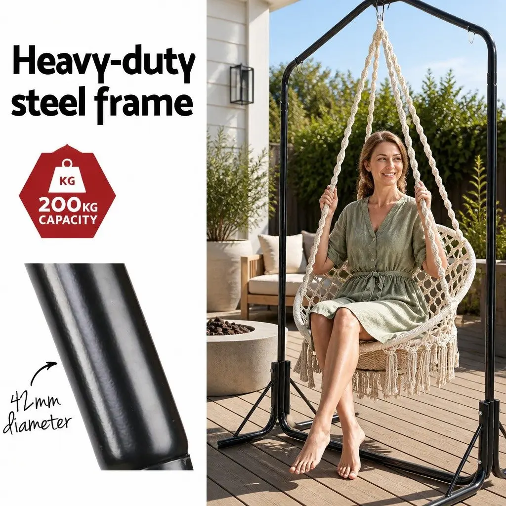 Hammock Chair with Stand Cotton 124CM Cream