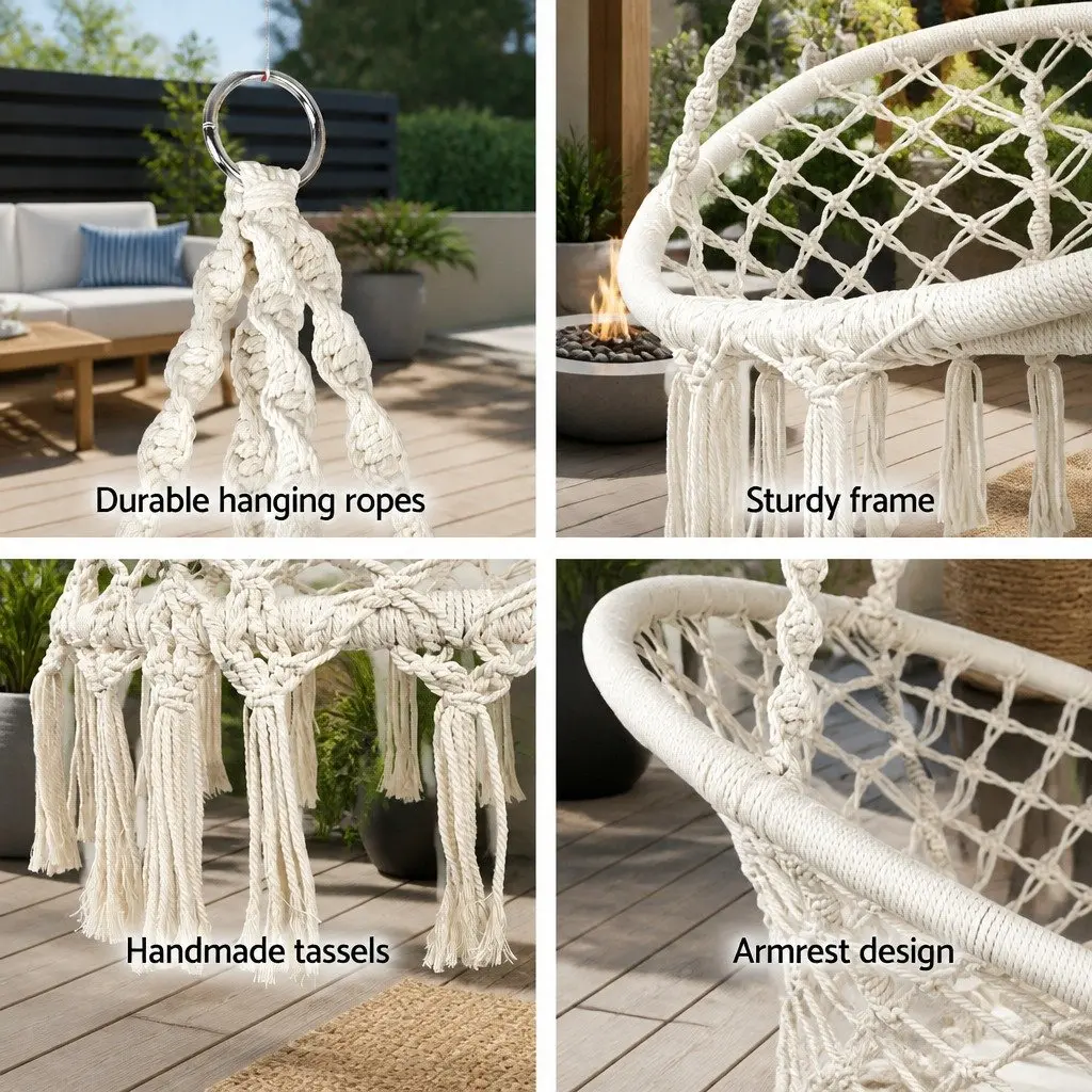 Hammock Chair with Stand Cotton 124CM Cream