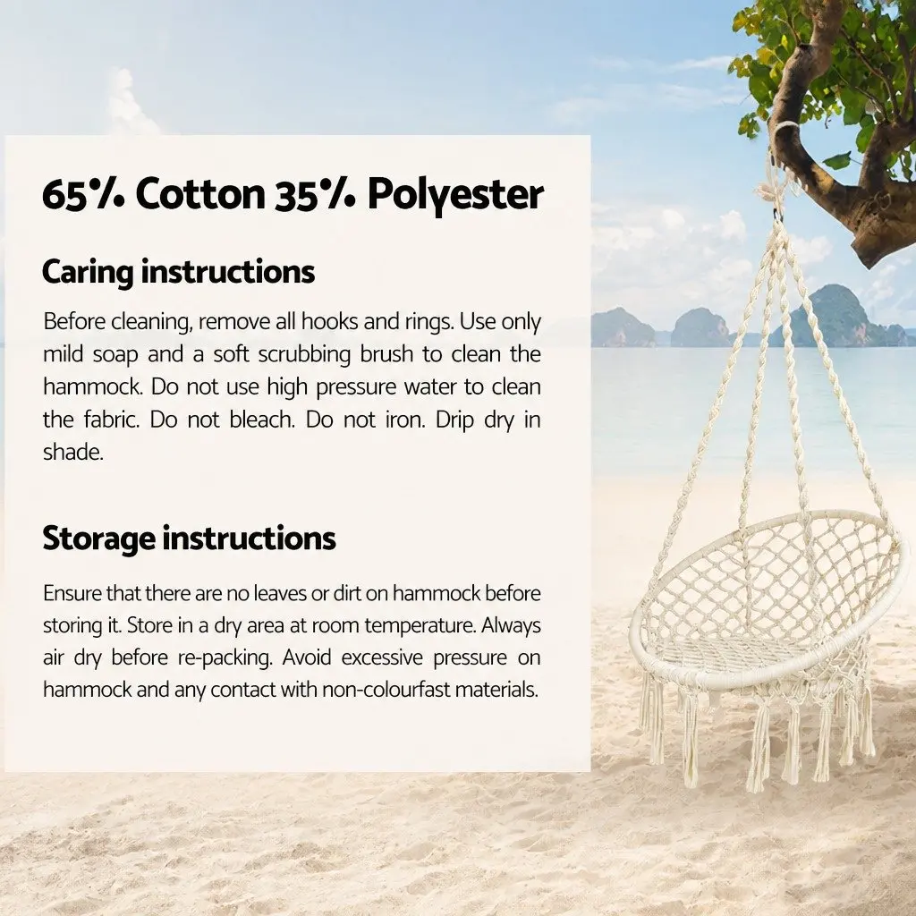 Hammock Chair with Stand Cotton 124CM Cream