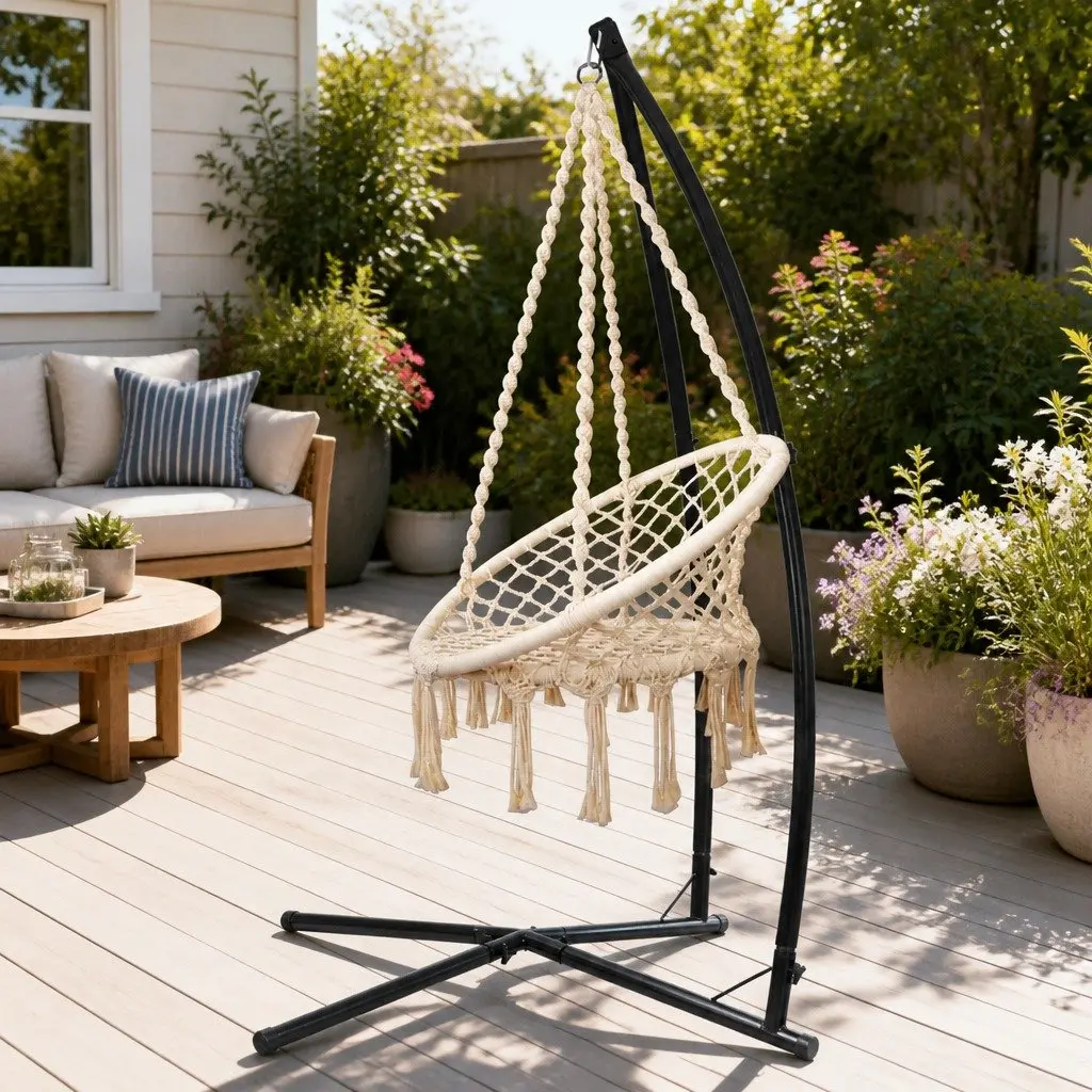Cream Hammock Chair with Steel Support