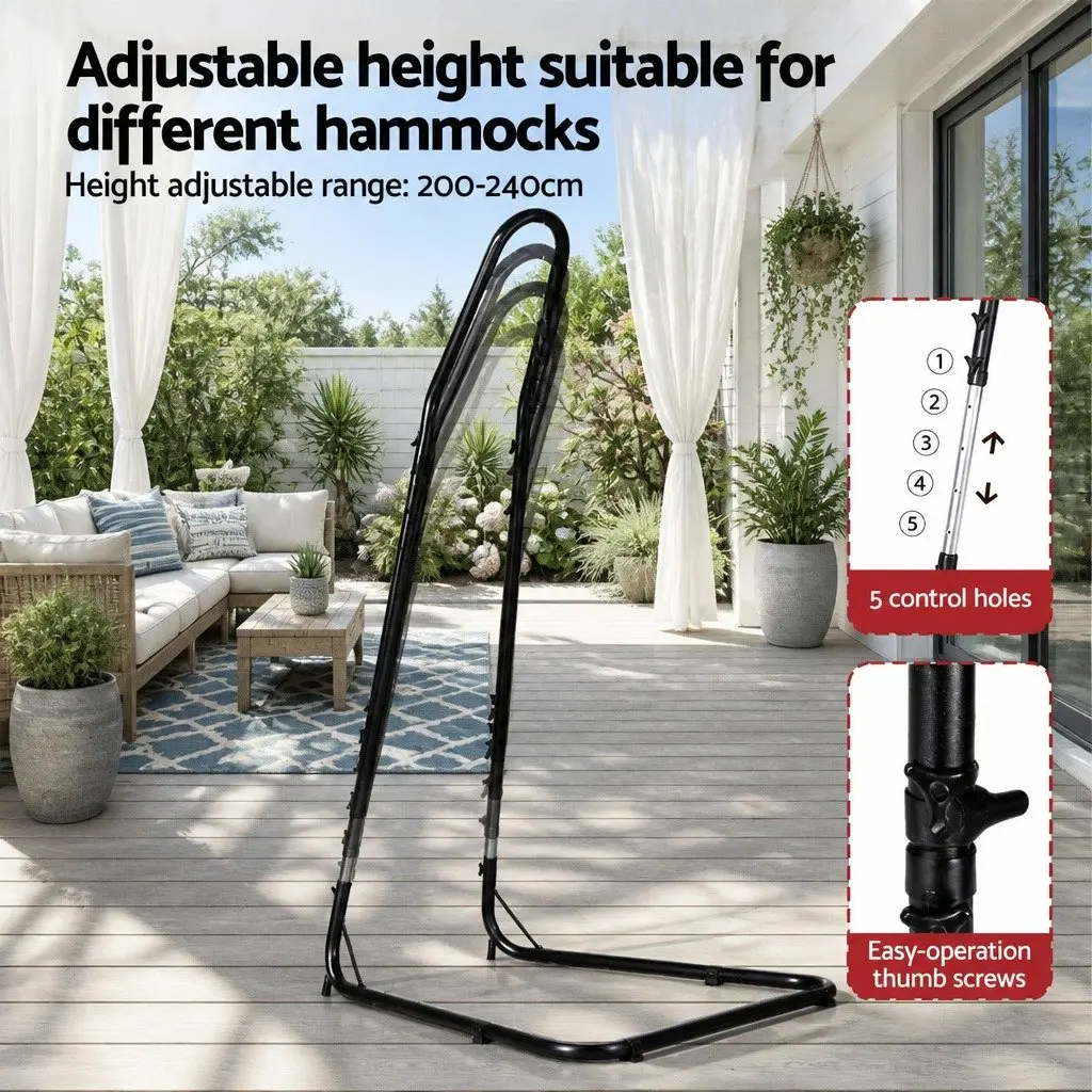 Hammock Hanging Chair Steel Stand Indoor Outdoor Relaxation Swing Grey Black