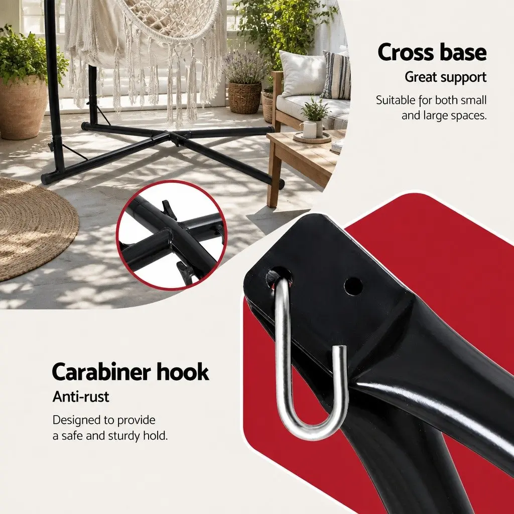 Hammock Chair Polyester Cotton Blend with Steel Stand 150 x 90cm Cream