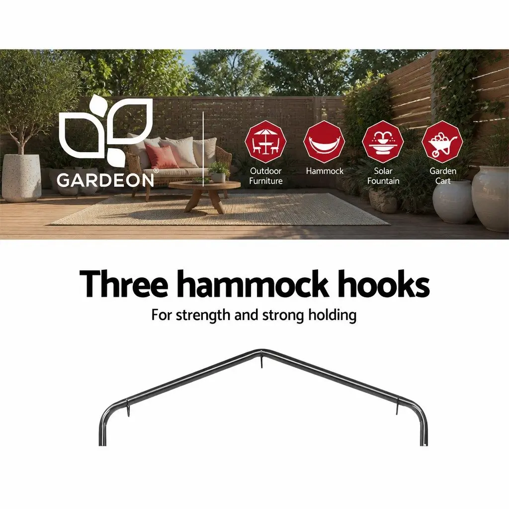 Outdoor Hammock Chair with Stand Grey Hanging Rope Tassel Relaxation Furniture