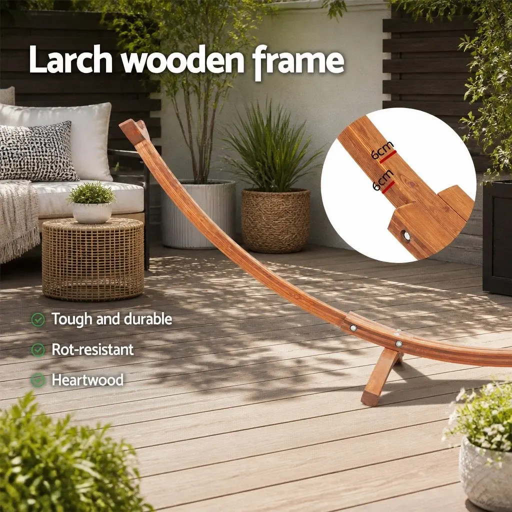 Hammock Bed Wooden Stand 2-Person Sky Blue