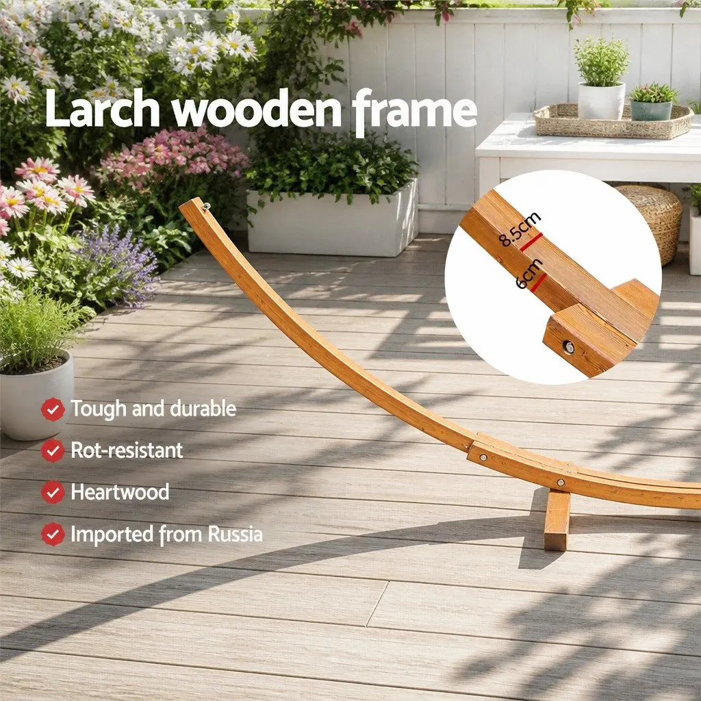Hammock Bed Timber Stand Frame 2-Person Polyester-Cotton Cream