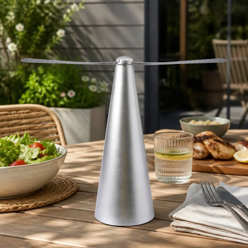 Fly Repellent Fan Chemical-Free Portable 24cm Silver