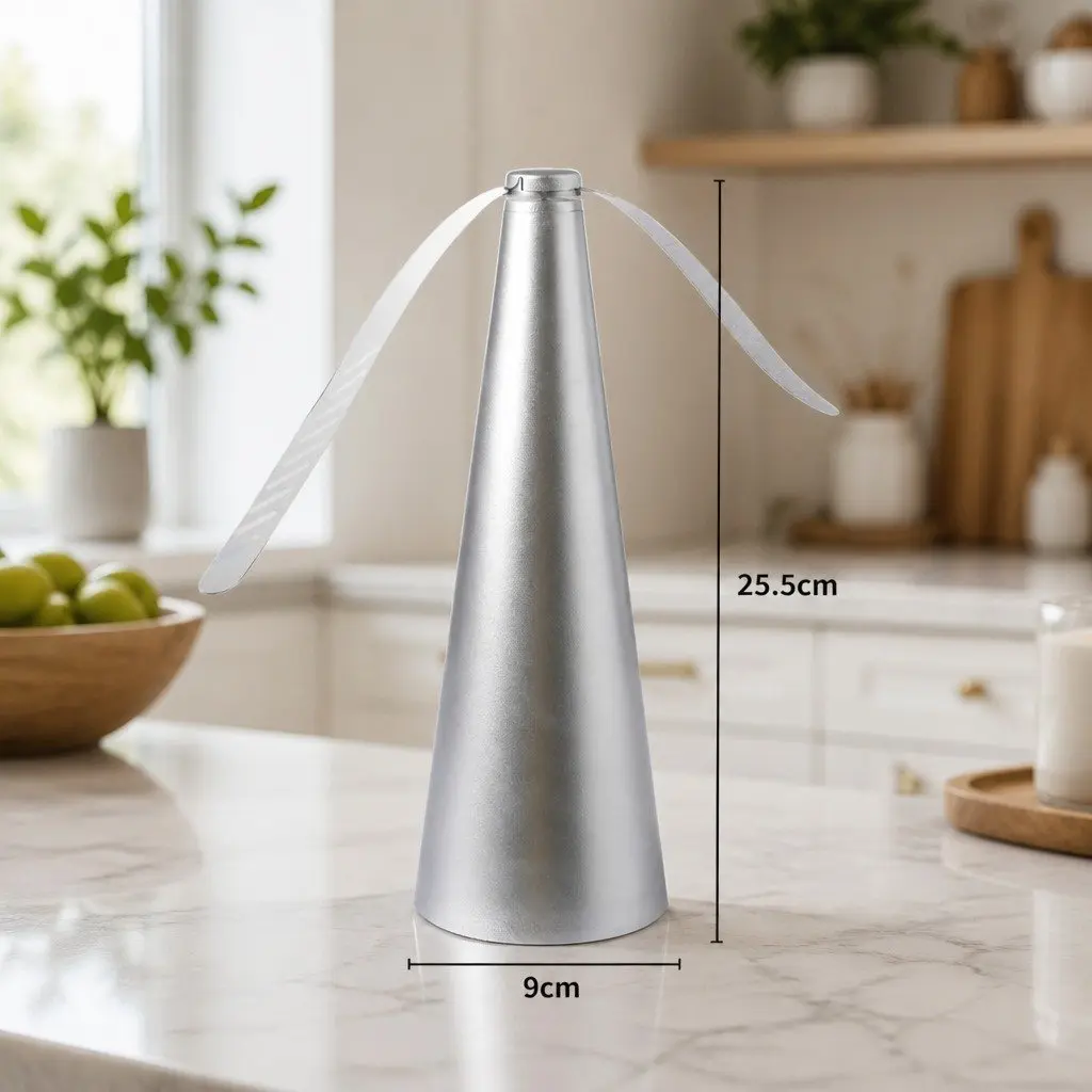 Portable Chemical Free Fly Repellent Device Soft Blade ABS Plastic 255cm x 9cm x 9cm Silver Safe for Kitchen Garden