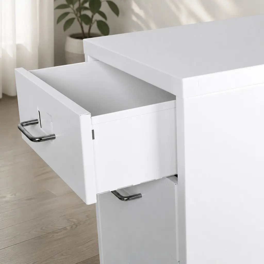 6 Drawer Filing Cabinet Steel Frame White Desktop Storage Organizer
