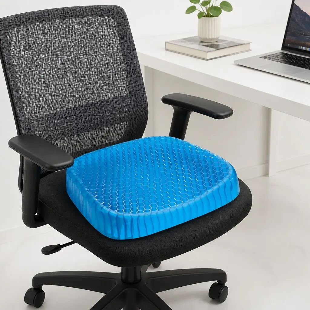 Gel Honeycomb Seat Cushion Flex Back Support 42 x 35 x 5 cm Blue