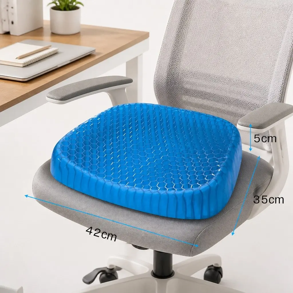 Gel Honeycomb Seat Cushion Flex Back Support 42 x 35 x 5 cm Blue