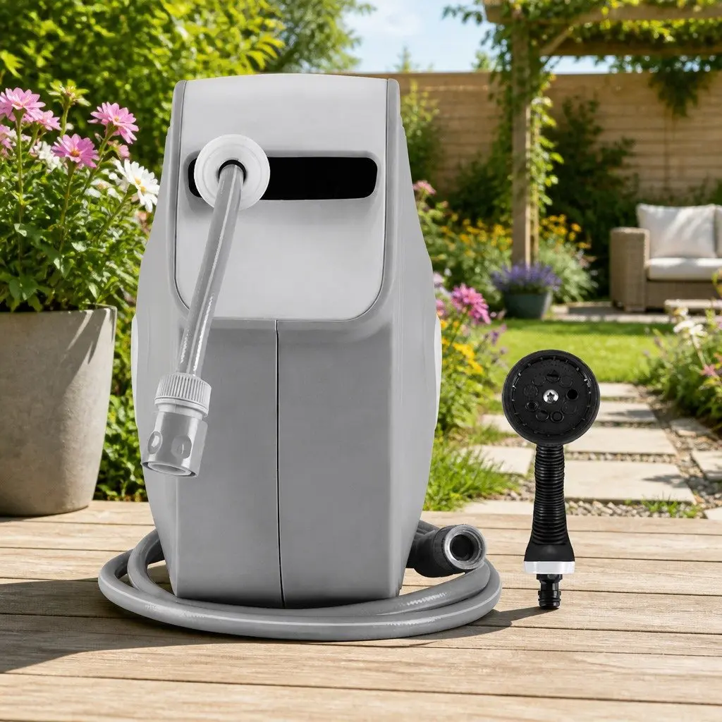 Water Hose Reel Retractable 10M Wall Mount Grey