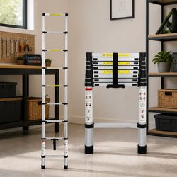 Telescopic Ladder 2.6M Multipurpose Extendable Aluminium Collapsible Work Steps
