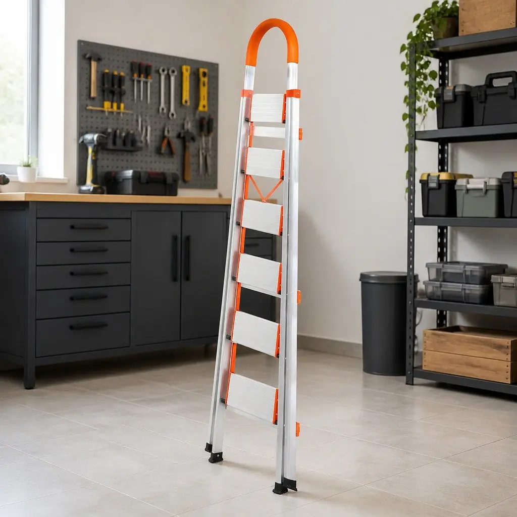 6 Step Folding Ladder Aluminium Portable Silver