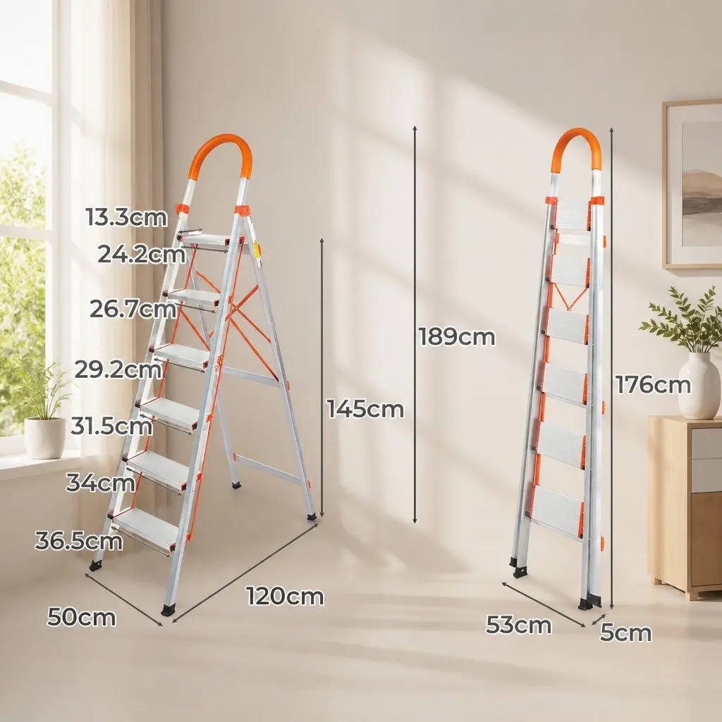 6 Step Folding Ladder Aluminium Portable Silver