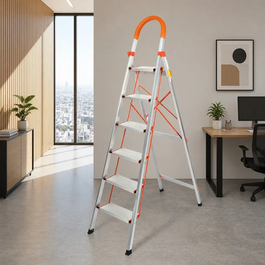 6 Step Folding Ladder Aluminium Portable Silver