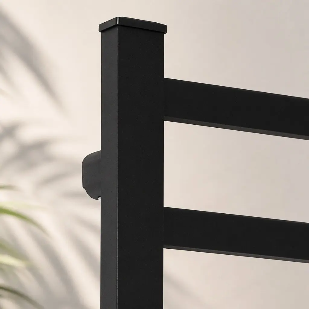 Heated Towel Rail Warmer Electric 7 Bar Wall Mounted Aluminium 80cm H Matte Black