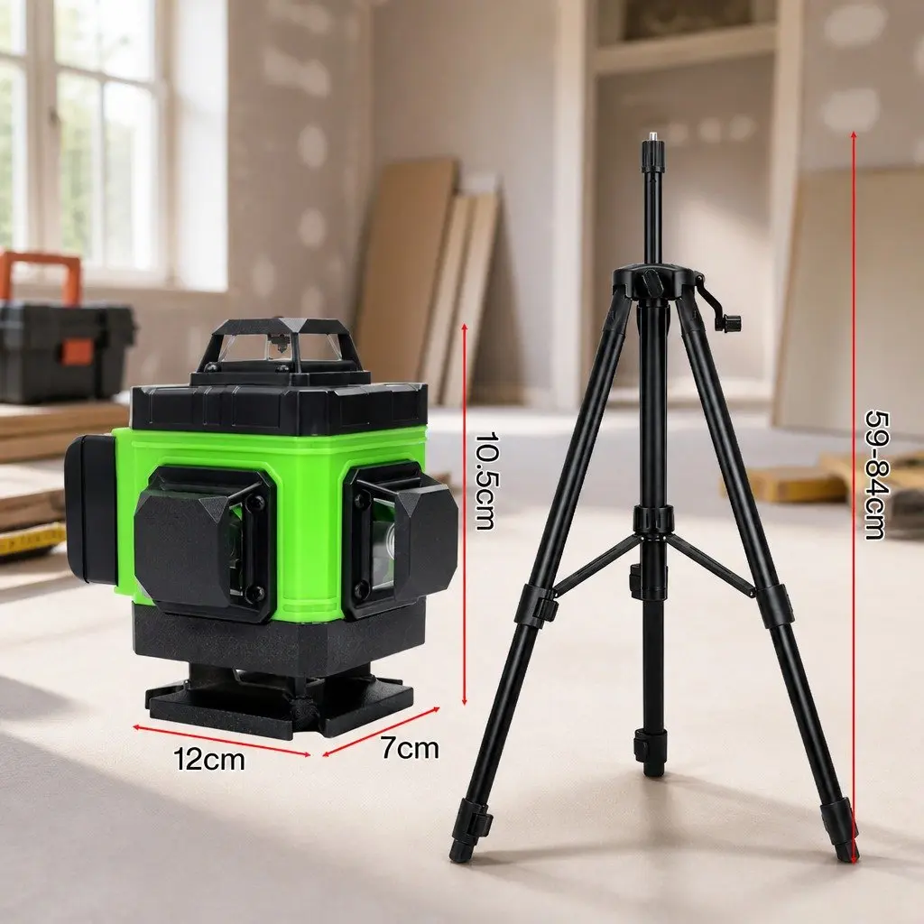 16 Line Green Laser Level Self Leveling Tool 360 Rotary 12cm x 7cm x 10.5cm Black and Green