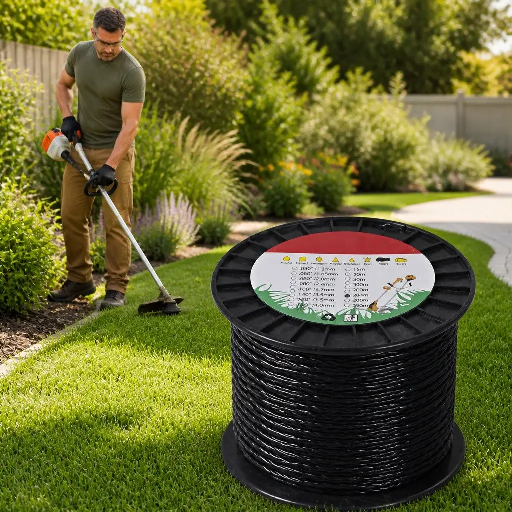 Trimmer Line Nylon Cord Spiral Twist 2.7mm Black for Weed Eater Brush Cutter