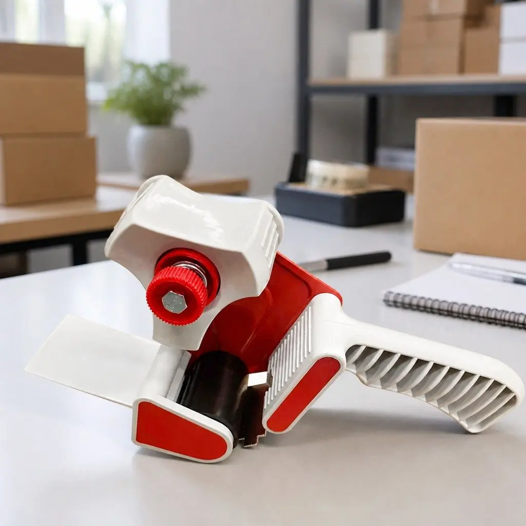 Packaging Tape Dispenser Gun Handheld Plastic 50mm Red White