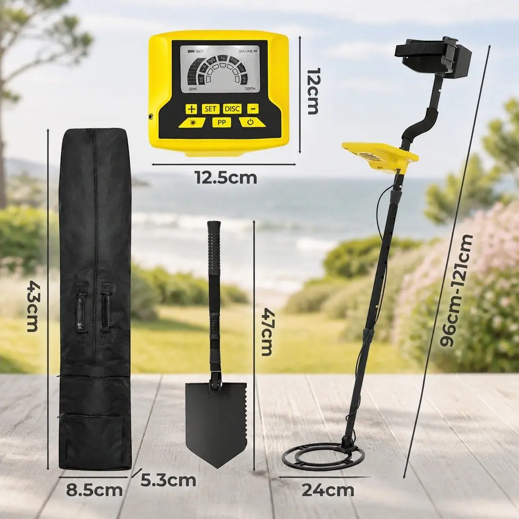 Metal Detector Waterproof ABS Aluminium 24cm Black Adjustable