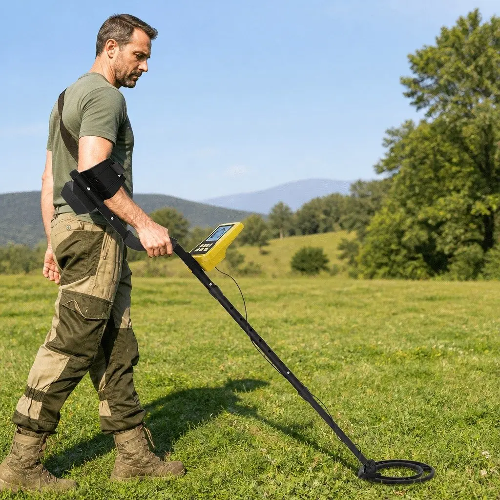 Metal Detector Waterproof ABS Aluminium 24cm Black Adjustable