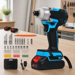 21V Cordless Impact Driver 400Nm Brushless Electric Drill Kit with 2x2.0Ah