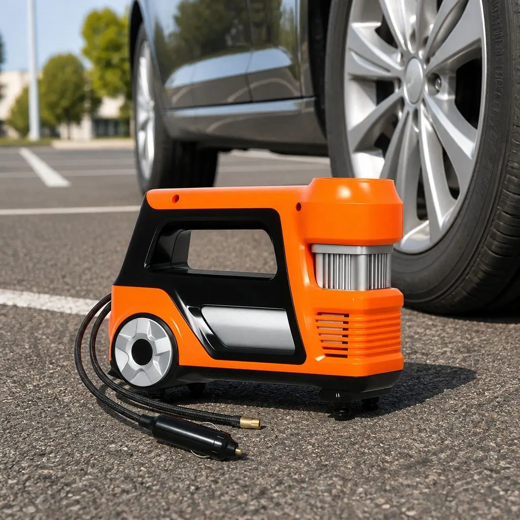 12V Digital Air Pump Portable Tyre Inflator 150PSI Orange Black Silver