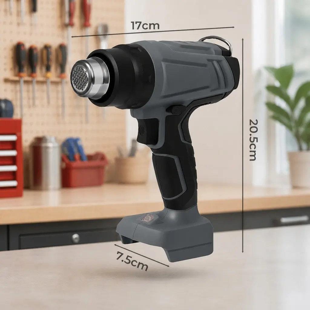 Cordless Heat Gun 21V ABS Rubber 500°C Grey Black