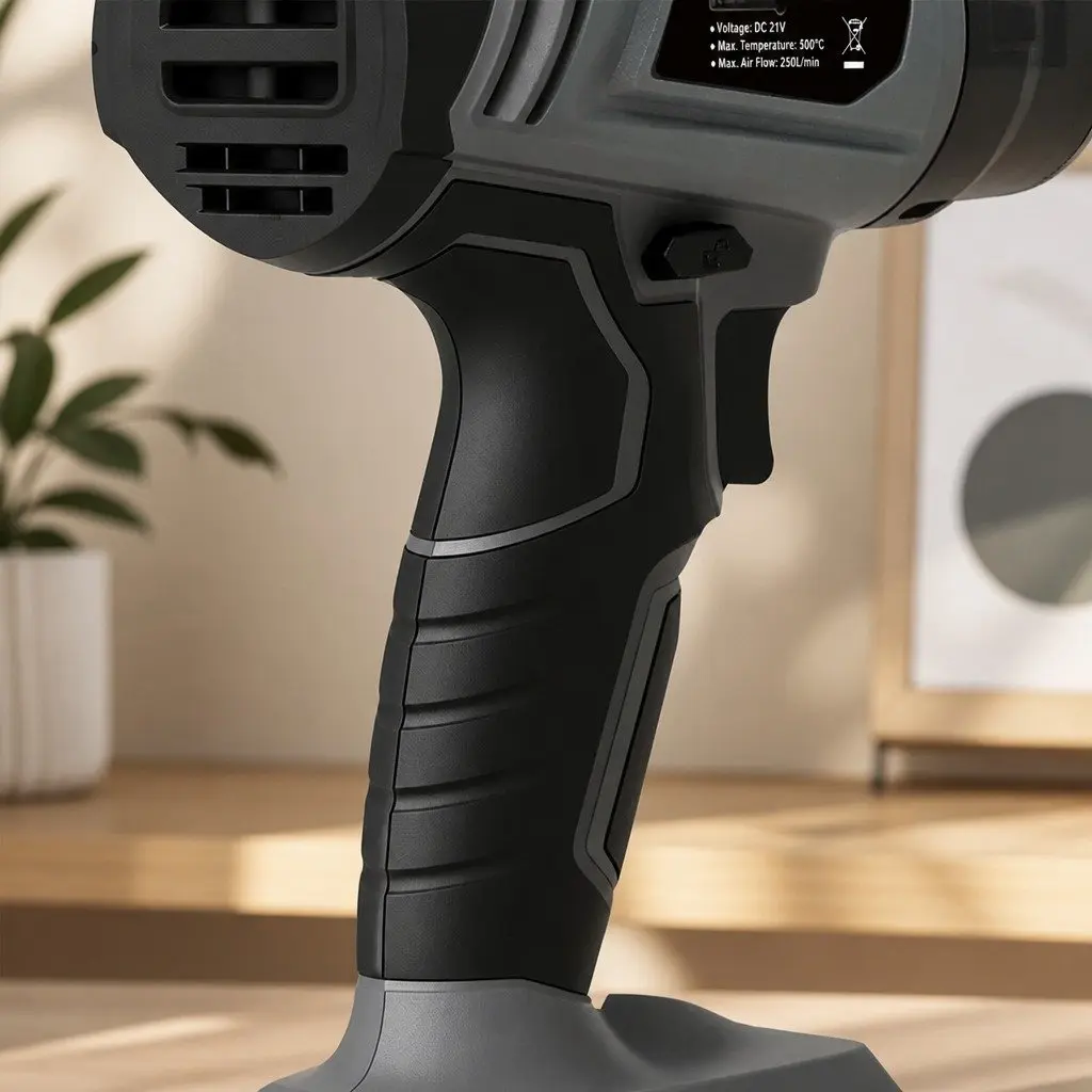 Cordless Heat Gun 21V ABS Rubber 500°C Grey Black