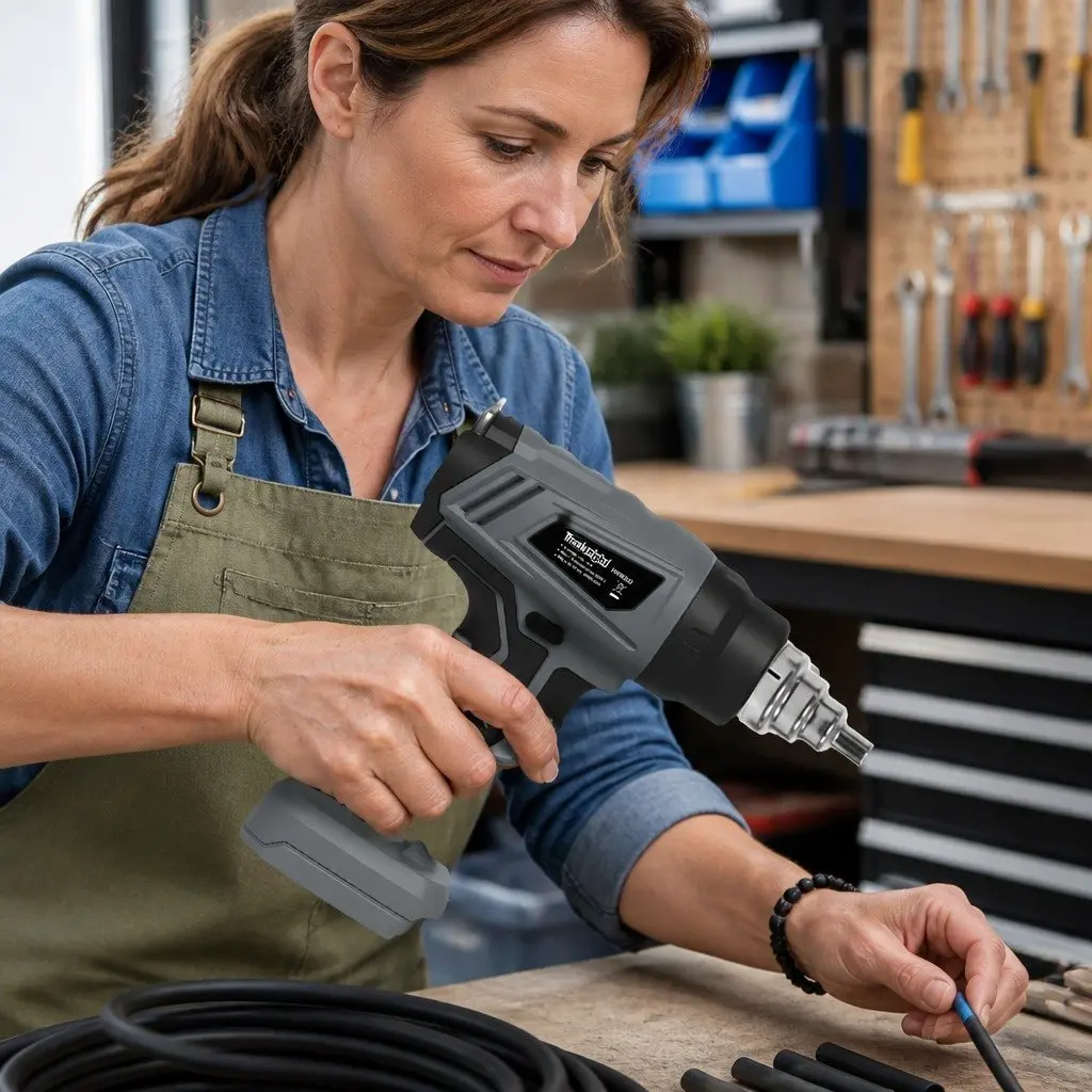 Cordless Heat Gun 21V ABS Rubber 500°C Grey Black