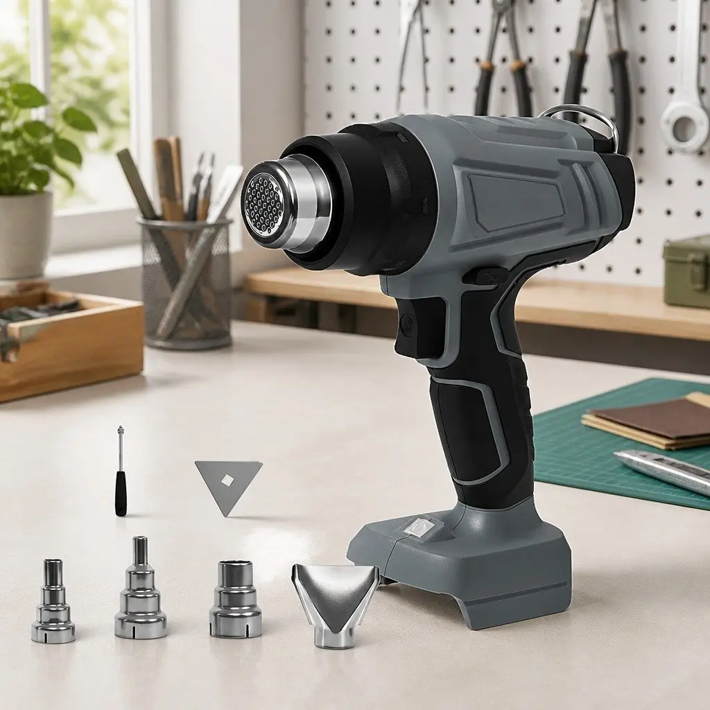 Cordless Heat Gun 21V ABS Rubber 500°C Grey Black
