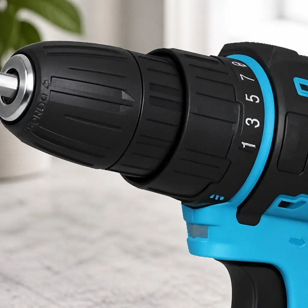 12V Cordless Drill Driver Kit Lithium-ion Battery 10mm Chuck Blue 74 Piece Accessories