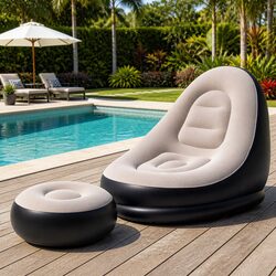 Inflatable Air Chair with Ottoman Lounge Sofa Camping Indoor Outdoor Portable