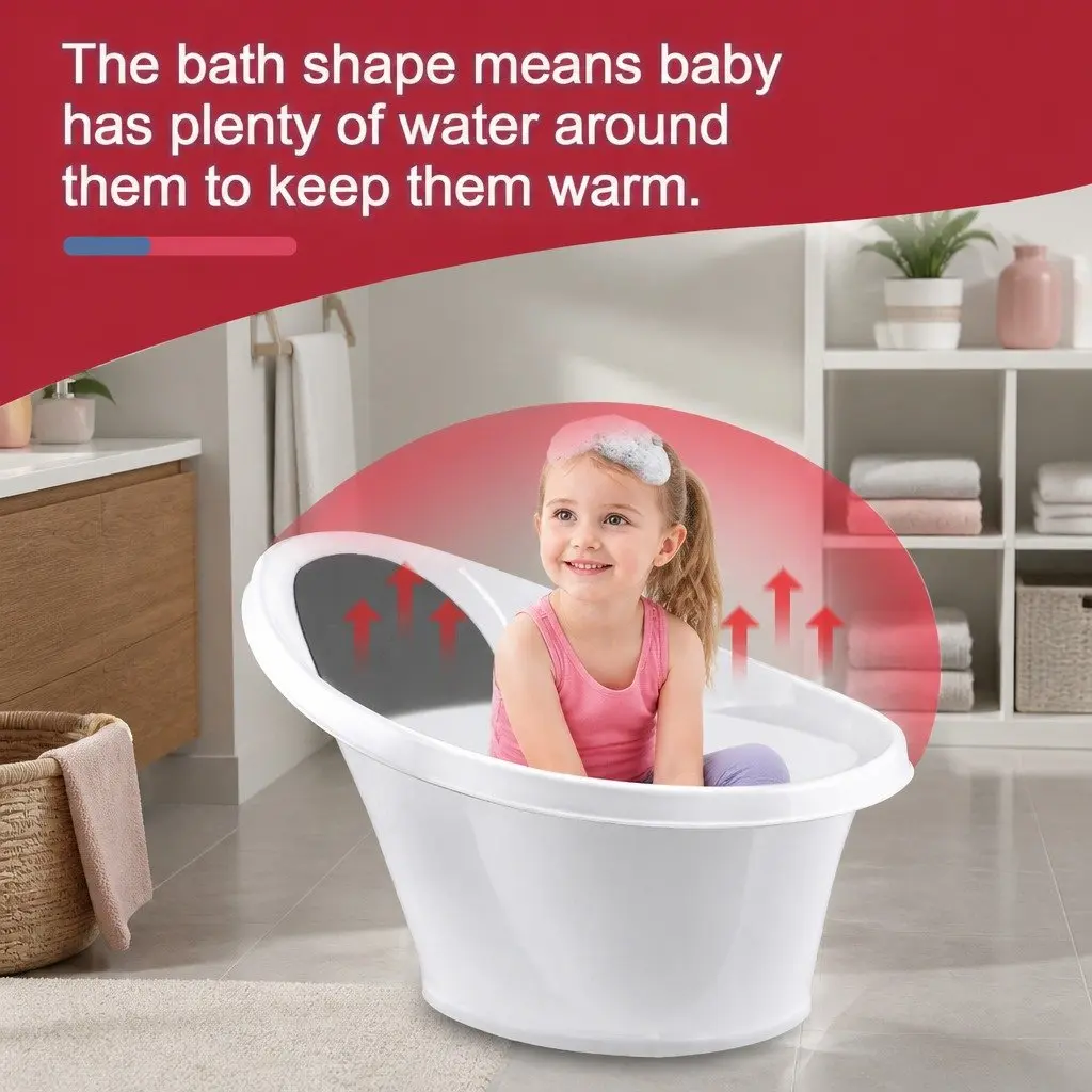Baby Bathtub Black Soft Foam Backrest 60cm for Newborn to 12 Months with Bum Bump Support