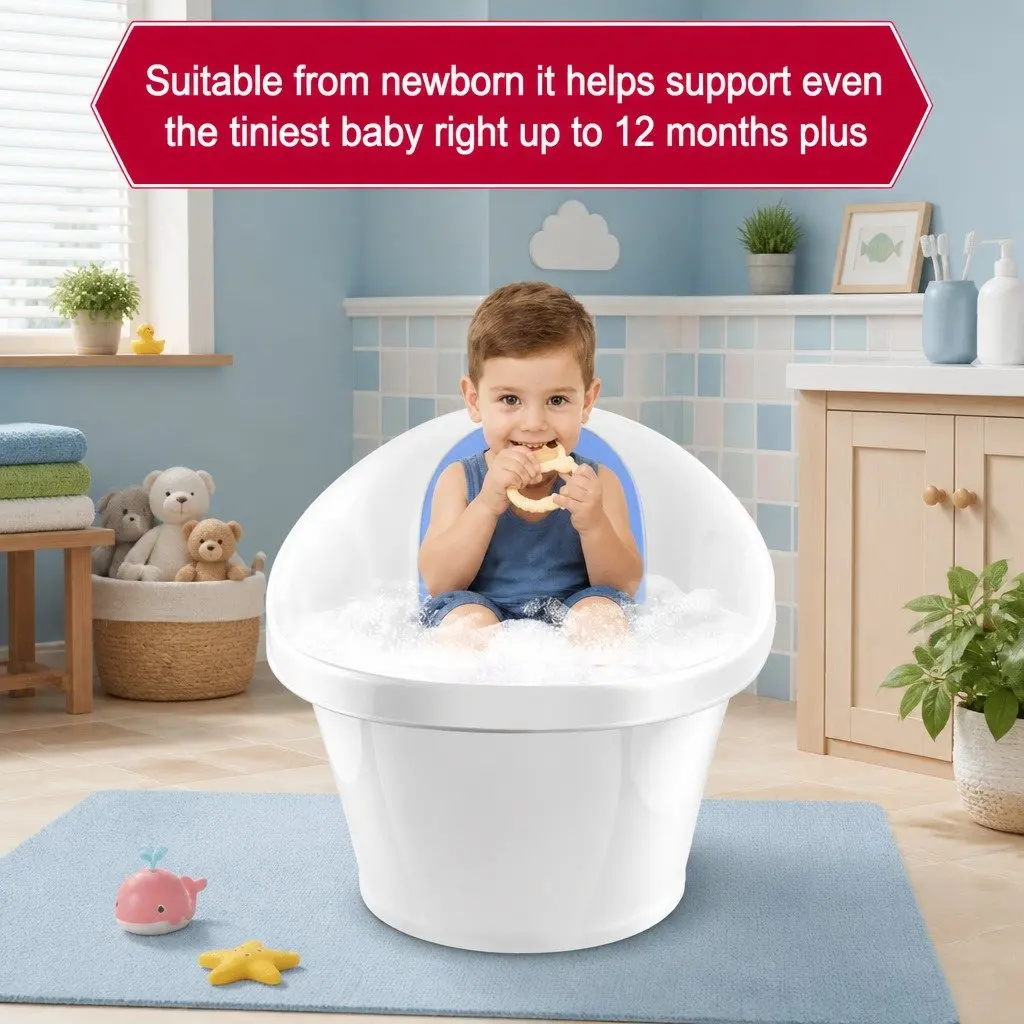 Baby Bath Tub Soft Foam Backrest 60 cm Blue